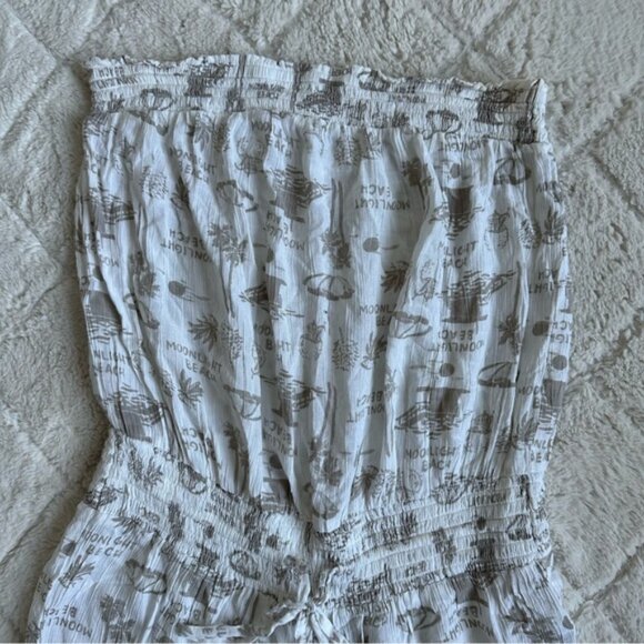 Aerie | Cream and Tan Palm Print Sleeveless Jumpsuit | Size Small - Picture 4 of 15